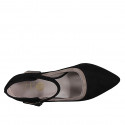 Zapato de salon puntiagudo para mujer en gamuza negra y beis con cinturon tacon 6 - Tallas disponibles:  32, 45