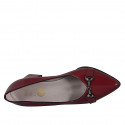 Zapato de salon a punta con accessorio en charol granate para mujer tacon 6 - Tallas disponibles:  32, 33, 42