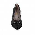 Escarpin à bout pointu pour femmes avec accessoire en cuir verni noir talon 6 - Pointures disponibles:  32
