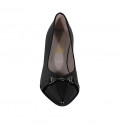 Zapato de salon a punta con accessorio en charol negro para mujer tacon 6 - Tallas disponibles:  32, 33, 45