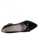 Women's pointy pump shoe with accessory in black patent leather heel 6 - Available sizes:  32, 33, 45