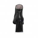 Bottines à bout pointu pour femmes avec élastiques en cuir verni noir talon 7 - Pointures disponibles:  34, 42, 45