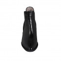 Woman's pointy ankle boot with elastic bands in black patent leather heel 7 - Available sizes:  34, 42, 45