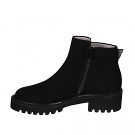 Stivaletto da donna con cerniera e fibbia in camoscio nero tacco 5 - Misure disponibili: 42 2