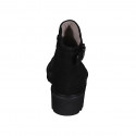 Stivaletto da donna con cerniera e fibbia in camoscio nero tacco 5 - Misure disponibili: 42