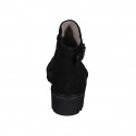 Woman's ankle boot with zipper and buckle in black suede heel 5 - Available sizes:  42