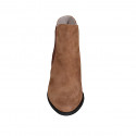 Botines a punta para mujer con elastico en gamuza brun claro tacon 7 - Tallas disponibles:  34, 42, 43, 44, 45, 46