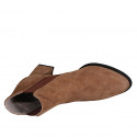 Woman's pointy ankle boot with elastic band in tan brown suede heel 7 - Available sizes:  34, 42, 43, 44, 45, 46