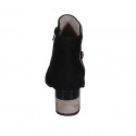 Botines a punta para mujer con cremallera y botones en gamuza negra y beis tacon 5 - Tallas disponibles:  42, 43