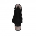 Woman's pointy ankle boot with zipper and buttons in black and beige suede heel 5 - Available sizes:  43