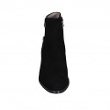 Botines a punta para mujer con cremallera y botones en gamuza negra y beis tacon 5 - Tallas disponibles:  42, 43