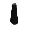 Woman's pointy ankle boot with zipper and buttons in black and beige suede heel 5 - Available sizes:  43