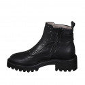 Woman's ankle boot with zipper, buckle and studs in black leather heel 4 - Available sizes:  32, 42, 43, 44, 45