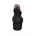 Woman's ankle boot with zipper, buckle and studs in black leather heel 4 - Available sizes:  32, 42, 44, 45