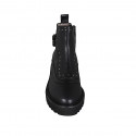 Woman's ankle boot with zipper, buckle and studs in black leather heel 4 - Available sizes:  32, 42, 44, 45