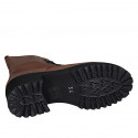 Woman's laced ankle boot with zipper and fur lining in cognac brown leather heel 5 - Available sizes:  42