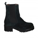 Woman's ankle boot in green suede with elastic bands heel 5 - Available sizes:  42, 43, 44