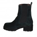 Woman's ankle boot in green suede with elastic bands heel 5 - Available sizes:  42, 43, 44