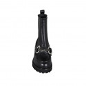 Woman's ankle boot with elastic bands and accessory in black leather heel 5 - Available sizes:  43, 45