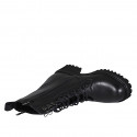 Bottines pour femmes à lacets avec fermetures éclair en cuir noir talon 5 - Pointures disponibles:  32