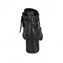 Woman's low ankle boot with buckle and zipper in black leather heel 5 - Available sizes:  45