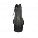 Woman's laced ankle boot in olive green leather with zipper heel 5 - Available sizes:  45