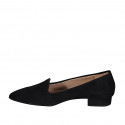 ﻿Woman's pointy mocassin in black suede heel 2 - Available sizes:  32