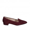 ﻿Woman's pointy mocassin in maroon suede heel 2 - Available sizes:  34, 45