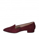 ﻿Woman's pointy mocassin in maroon suede heel 2 - Available sizes:  45