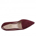 ﻿Woman's pointy mocassin in maroon suede heel 2 - Available sizes:  34, 45