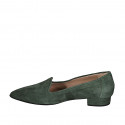 Mocassin à bout pointu pour femmes en daim vert talon 2 - Pointures disponibles:  42