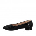 Woman's pointy shoe in black patent leather heel 2 - Available sizes:  32, 42