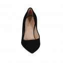 Woman's pointy pump shoe in black suede block heel 7 - Available sizes:  32, 34, 43