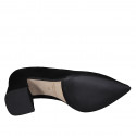 Zapato de salón puntiagudo para mujer en gamuza negra tacon cuadrado 7 - Tallas disponibles:  32, 34, 43