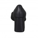 Escarpin à bout pointu en cuir noir pour femmes talon carré 7 - Pointures disponibles:  32, 34