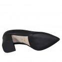 Zapato puntiagudo de salon en piel negra para mujer tacon cuadrado 7 - Tallas disponibles:  32, 34