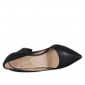 Zapato puntiagudo de salon en piel negra para mujer tacon cuadrado 7 - Tallas disponibles:  32, 34