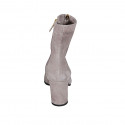 Woman's ankle boot in dove grey suede with zippers heel 7 - Available sizes:  32, 42, 45, 46