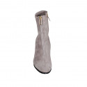 Woman's ankle boot in dove grey suede with zippers heel 7 - Available sizes:  32, 42, 45, 46
