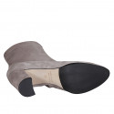 Woman's ankle boot in dove grey suede with zippers heel 7 - Available sizes:  42, 45