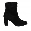 Woman's ankle boot with zippers in black suede heel 7 - Available sizes:  33, 43, 44, 45