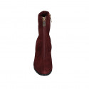 Woman's ankle boot in maroon suede with zippers heel 7 - Available sizes:  44, 45, 46