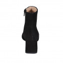 Botines para mujer en gamuza negra con cremallera tacon 6 - Tallas disponibles:  32, 33, 34, 42, 43, 44, 46