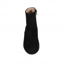 Botines para mujer en gamuza negra con cremallera tacon 6 - Tallas disponibles:  32, 33, 34, 42, 43, 44, 46