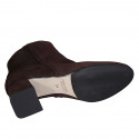Bottines pour femmes avec fermeture éclair en daim marron talon 6 - Pointures disponibles:  32, 33, 44