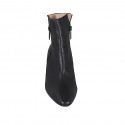 Woman's pointy ankle boot in black leather with zippers heel 6 - Available sizes:  43, 46