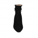 Botin puntiagudo para mujer en gamuza negra con cremalleras tacon 6 - Tallas disponibles:  32, 33, 45