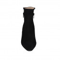 Bottines à bout pointu pour femmes en daim noir avec fermetures éclair talon 6 - Pointures disponibles:  45