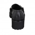 Mocasin pour femmes en cuir noir avec accessoire talon 5 - Pointures disponibles:  45