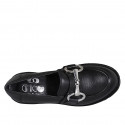 Woman's mocassin in black leather with accessory heel 5 - Available sizes:  45